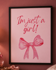 "I'm Just a Girl" Coquette Aesthetic Pink Bow Poster
