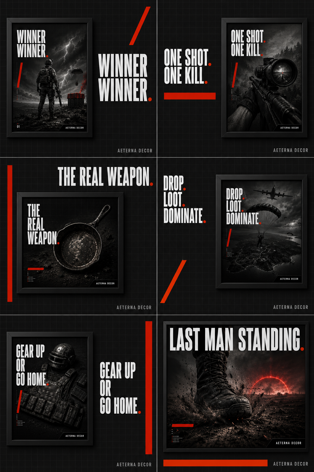 Battle Royale Elite Mockup Edition – Set of 6 Framed Posters