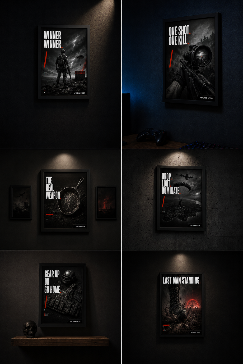 Battle Royale Room Aesthetics – Set of 6 Premium Framed Posters