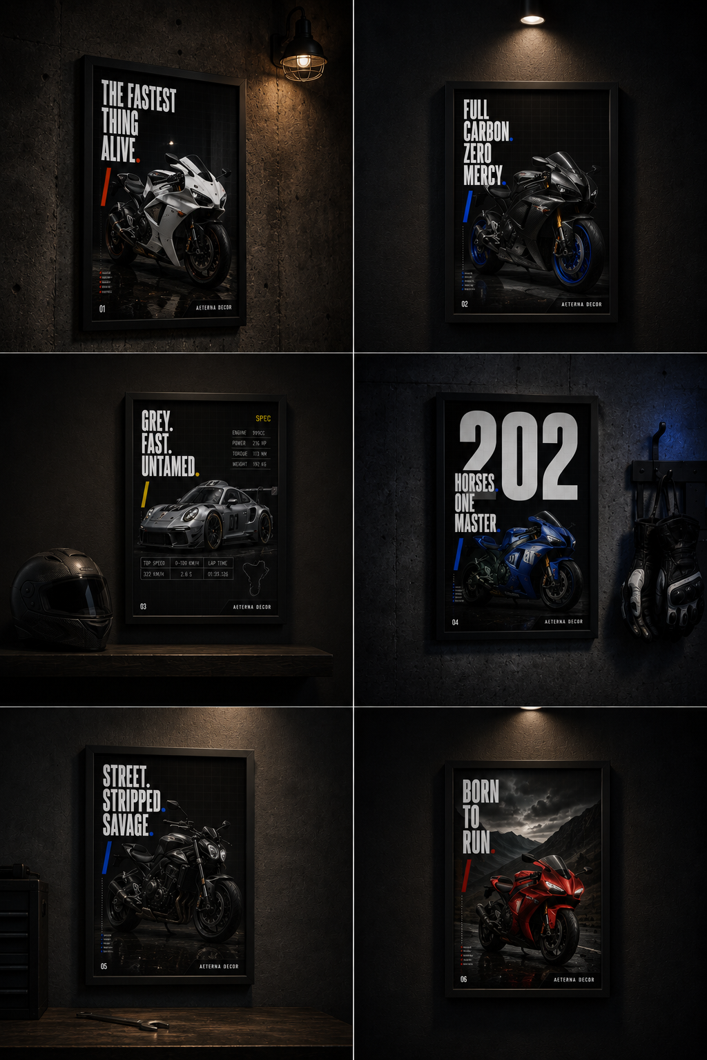 Hyper-Performance Superbike Edition – Set of 6 Premium Framed Posters