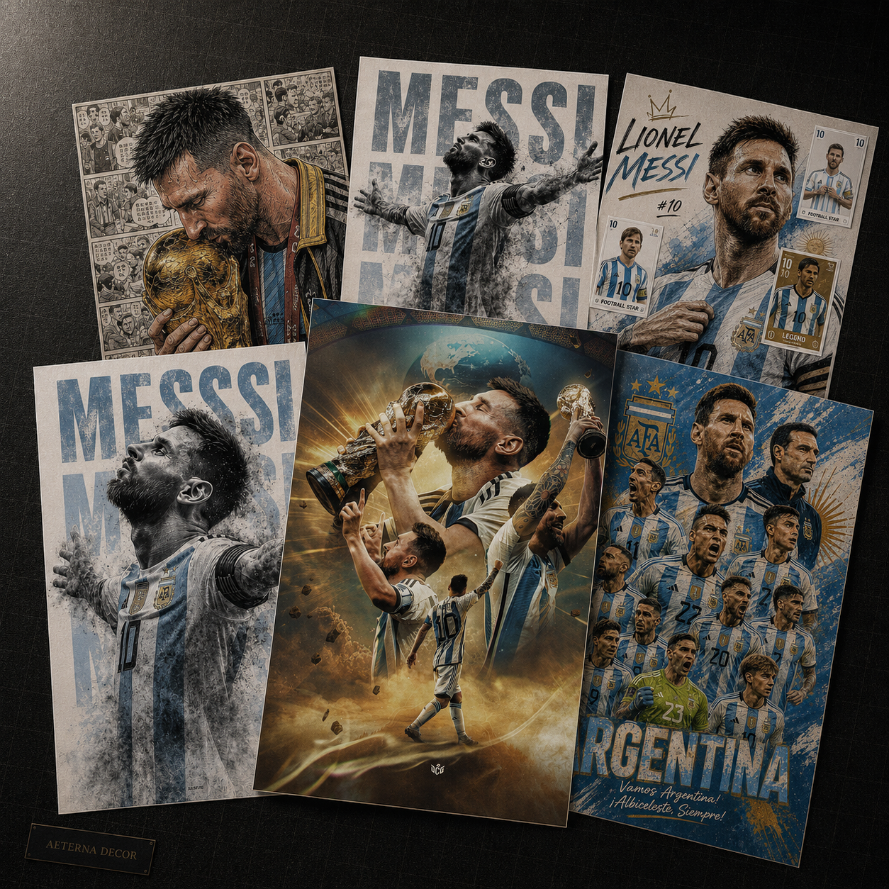 GOAT Football Legend &amp; Argentina Tribute Premium Poster Collection (6-Piece Bundle)