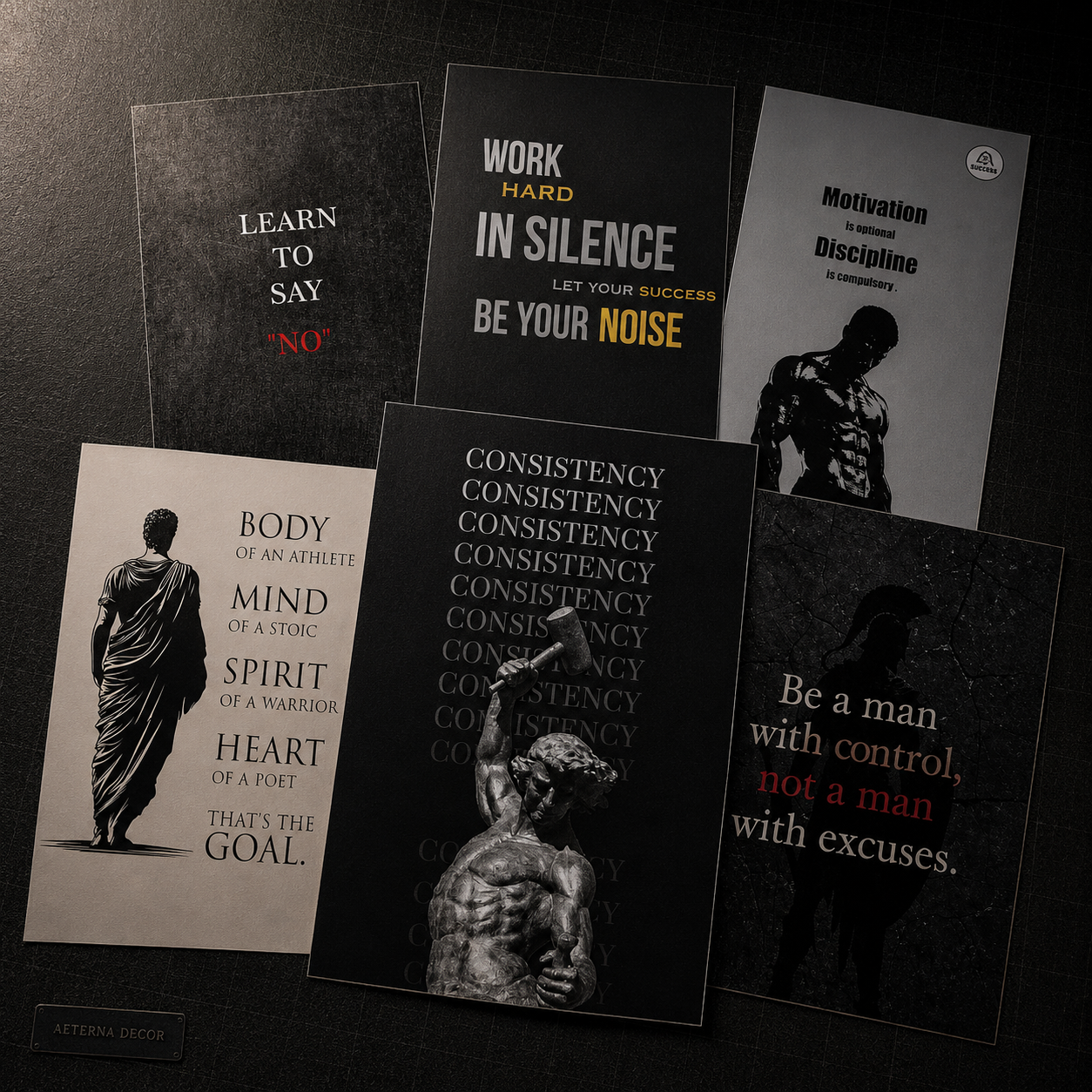 Elite Mindset &amp; Discipline Motivational Poster Collection (6-Piece Bundle)