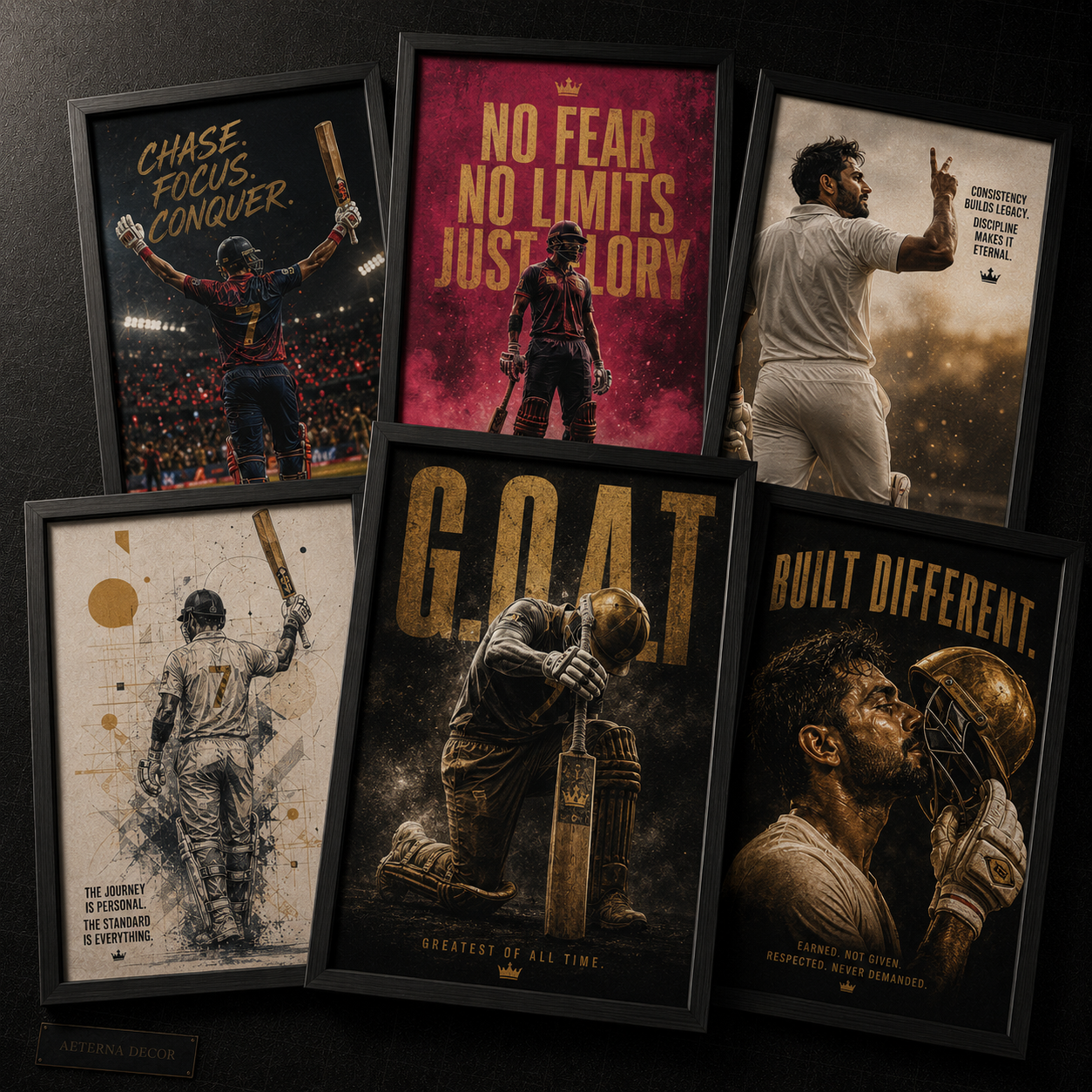 The Cricket Legend &amp; Champion Mindset Premium Poster Collection (6-Piece Bundle)