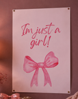 "I'm Just a Girl" Coquette Aesthetic Pink Bow Poster